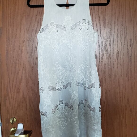 BCBG Maxazria Runway Simona Linen Silk Embroidered Eyelet Dress - Picture 4 of 13